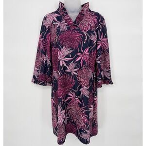Jude Connally Sz M‎ Floral A-Line Mini Dress Catalina Cloth 3/4 Sleeve Ruffles